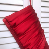Red ruched satin clutch handbag ELLA