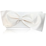 Ivory satin bow wedding day clutch QUINN