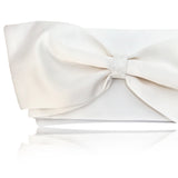 Ivory satin bow wedding day clutch QUINN