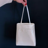 Ivory satin MRS mini handheld bridal wedding day handbag TRUE LOVE