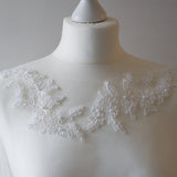 Ivory lace applique embellished tulle bridal capelet - Alnwick