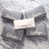 Bridesmaids gifts - set of silver sequin personalised name clutches