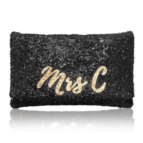 mrs bridal wedding day clutch