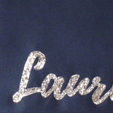 Navy satin personalised name clutch