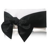Ivory bridal clutch handbag with big black satin bow