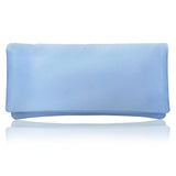 light blue plain satin clutch handbag