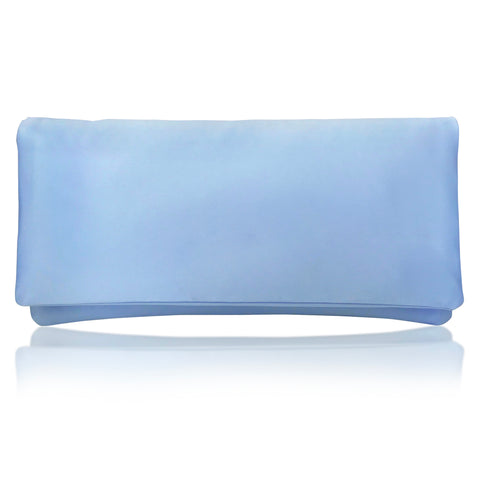 light blue plain satin clutch handbag
