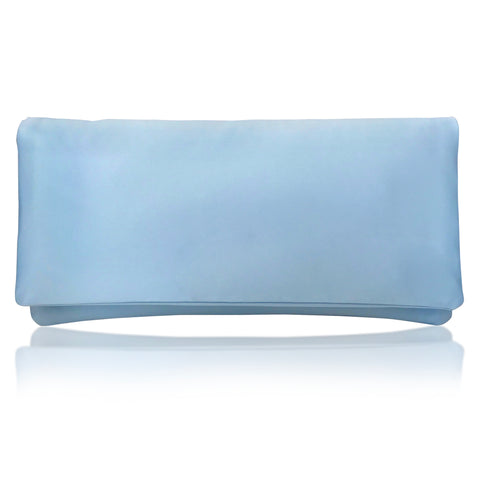 Light blue satin clutch handbag purse
