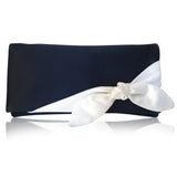 Navy and ivory satin clutch handbag OLIVE