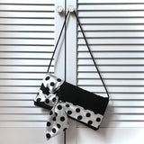 Black and ivory polka dot satin clutch handbag PIPER
