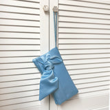 Light blue satin bow clutch handbag PIPER