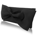 Black satin bow clutch handbag QUINN