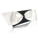 Black or navy and ivory satin bow clutch handbag QUINN