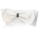 Ivory satin bow wedding day clutch, choose your colour QUINN