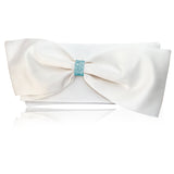 Ivory satin bow wedding day clutch, choose your colour QUINN