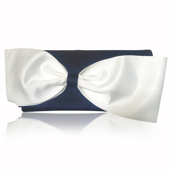 navy oversize bow clutch