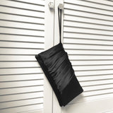 black satin evening bag with wristlet