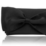 black satin clutch with large bow