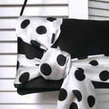 Black and ivory polka dot satin clutch handbag PIPER