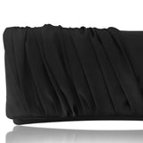 black satin occasion clutch for wedding guest outfit