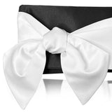 Black and ivory satin bow clutch evening bag HOPE