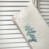 Ivory bridal wedding day sequin clutch handbag WIFEY