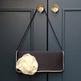 Navy and ivory satin clutch handbag Georgia