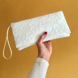 Ivory lace bridal wedding clutch handbag ASTRID