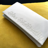 Ivory satin MRS surname wedding day bridal clutch handbag