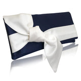 navy and ivory evening bag clutch with bow