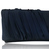 Navy clutch evening bag with ruched satin ELLA