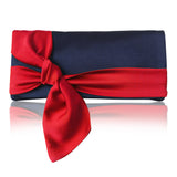 Navy and red satin clutch handbag PIPER