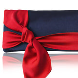 Navy and red satin clutch handbag PIPER