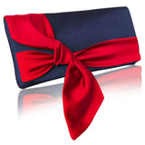 Navy and red satin clutch handbag PIPER