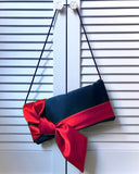 Navy and red satin clutch handbag PIPER