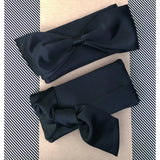 Navy satin bow clutch handbag QUINN