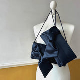 Navy satin clutch handbag PIPER