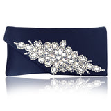 rhinestone clutch in navy satin