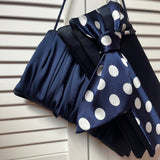 navy spotty satin handbag evening bag