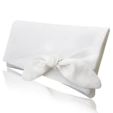 Ivory satin bridal knotted bow clutch handbag OLIVE