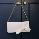 Ivory satin bridal knotted bow clutch handbag OLIVE