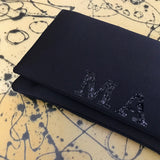 Monogram glitter initial satin clutch handbag