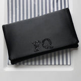 Monogram glitter initial satin clutch handbag