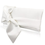 bridal clutch with bow for wedding ivory satin