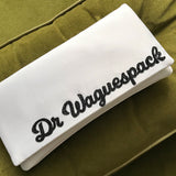 Ivory satin MRS surname wedding day bridal clutch handbag