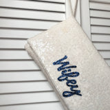Ivory sequin WIFEY bridal wedding day clutch