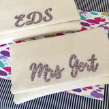 Ivory sequin personalised bridal wedding day clutch