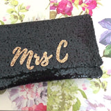 personalised monogram bridal clutch handbag