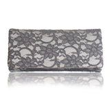 Grey and silver lace clutch handbag ASTRID