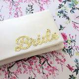 Ivory satin BRIDE bridal wedding clutch handbag